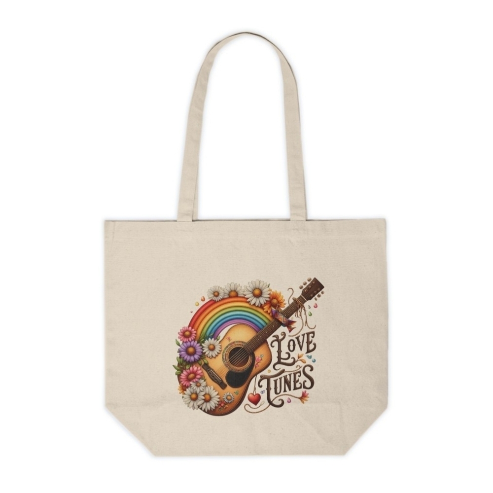 Hippie Love Tunes Graphic Custom Canvas Tote Bag
